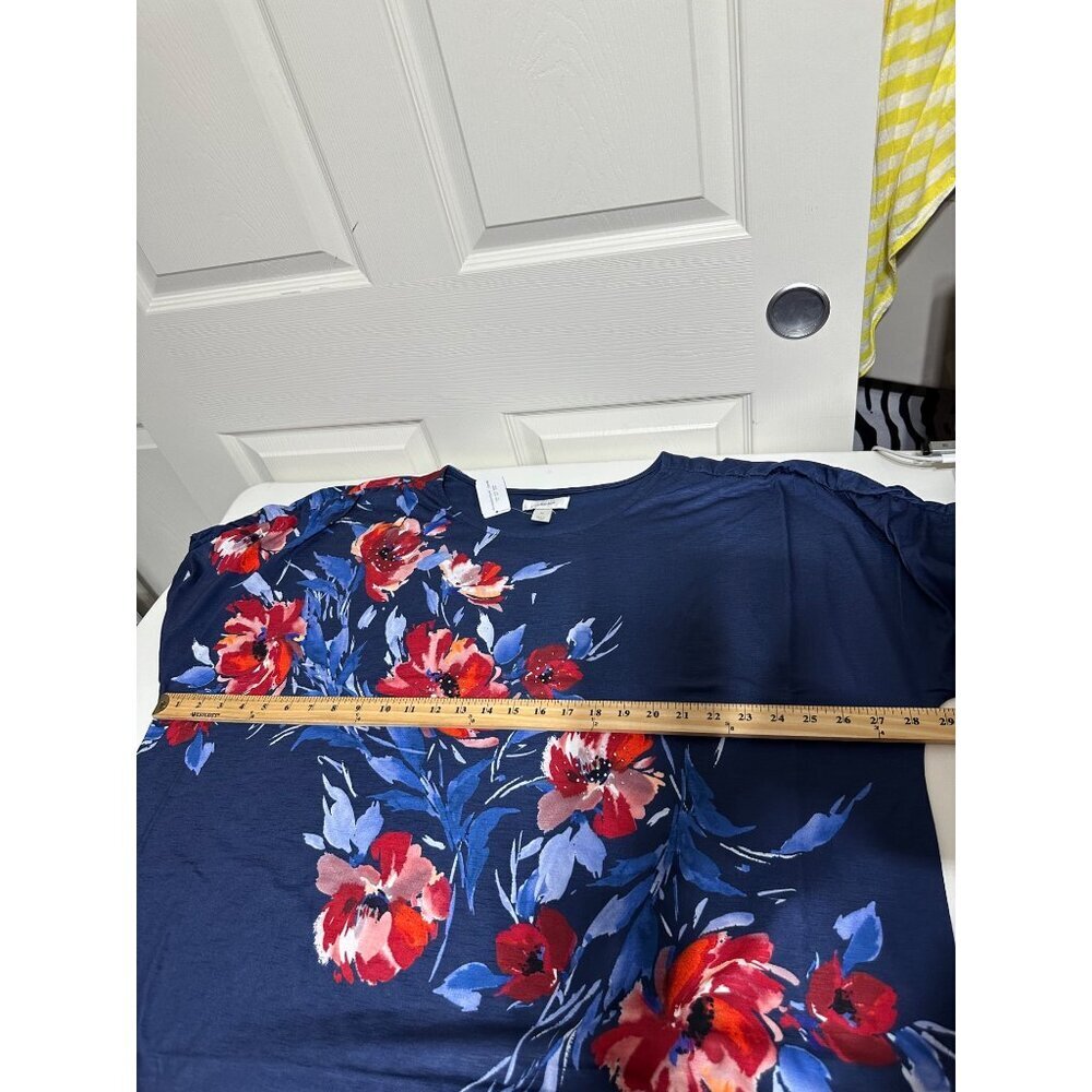 Christopher & Banks Women's Placed Floral Shirred Shoulder Embellished size 3X - Picture 6 of 8